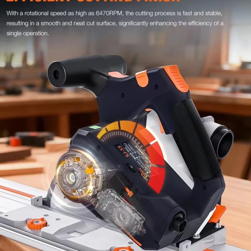 Juzhiyuan Industrial Brushless Track Saw SJ-55B2 220V 110V Track Saw with Precision Guide Rail for Precision Wood Cutting