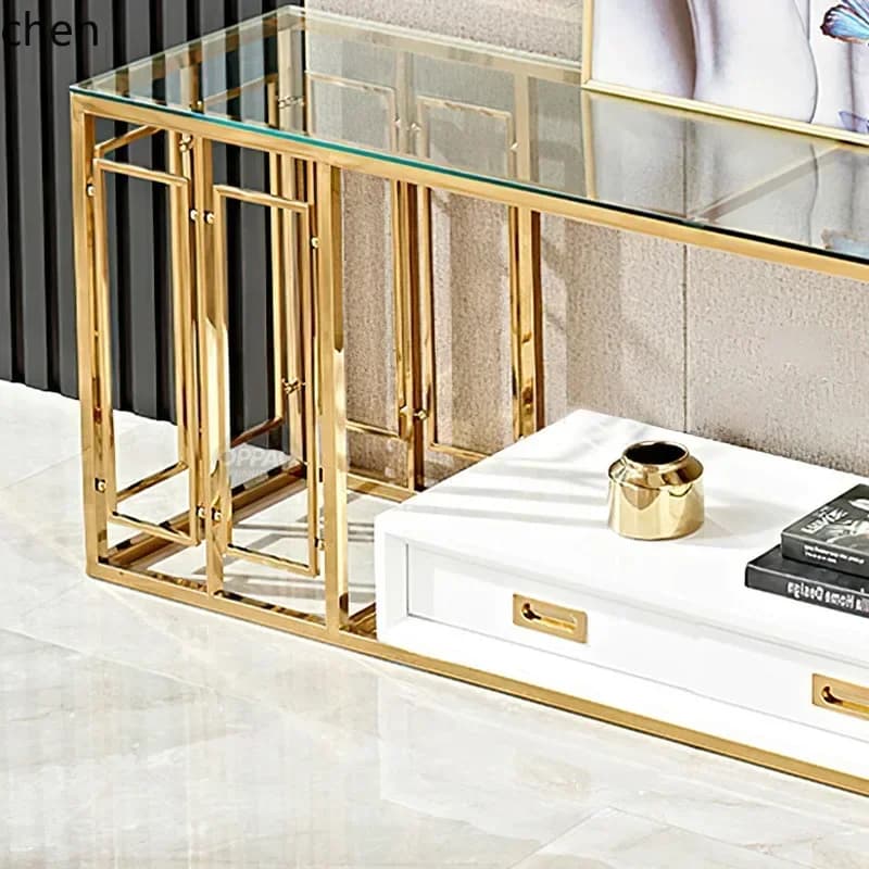 DSA  Light Luxury Marble Corner Table Hotel Lobby Sales Office Round TV Cabinet gold Simple Postmodern