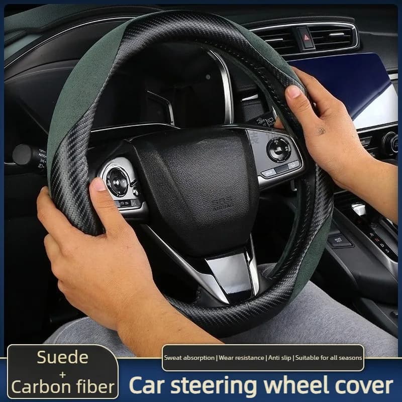 Carbon Fiber Steering Wheel Covers Universal Car Steering Wheel Cover Car Accessories Interior Anti Slip Car Steering Wheel Grip
