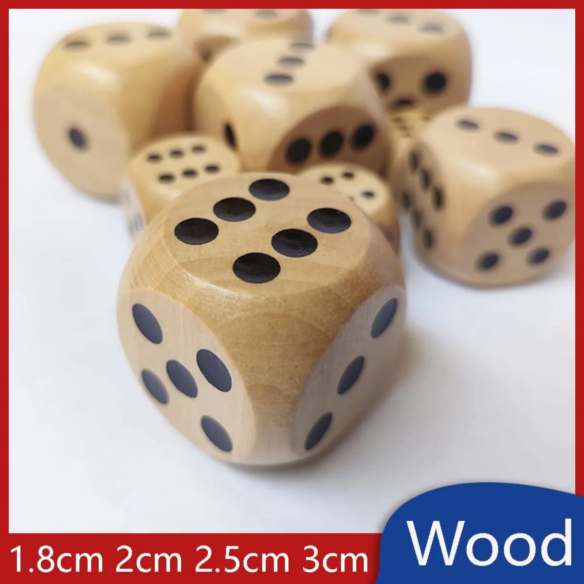 Wooden Dice Six Sided Spot D6 Cube Wood 1.8cm 2cm 2.5cm 3cm for Board Game / Decoration / Random Games