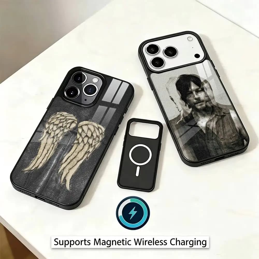 D-Daryl Dixon Wings Zombie Phone Case For iPhone17,16,15,14,13,12,11 Plus,Pro Magnetic Supports Magnetic Wireless Charging