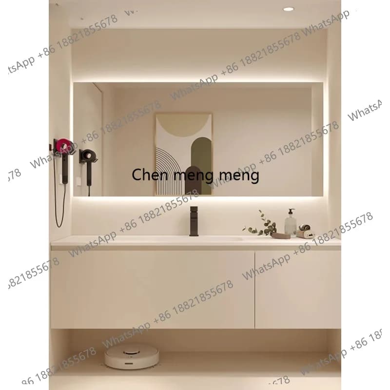 Integrated basin rock slab bathroom cabinet combination seamless ceramic bathroom hand and face washbasin