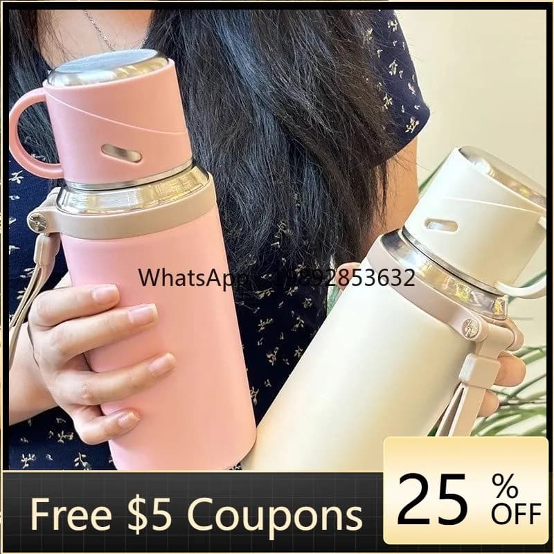 LYY Household Insulated Cup Thickened Large Capacity Stainless Steel Water Cup Student Portable Kettle Korean Lid Dual-use Pot