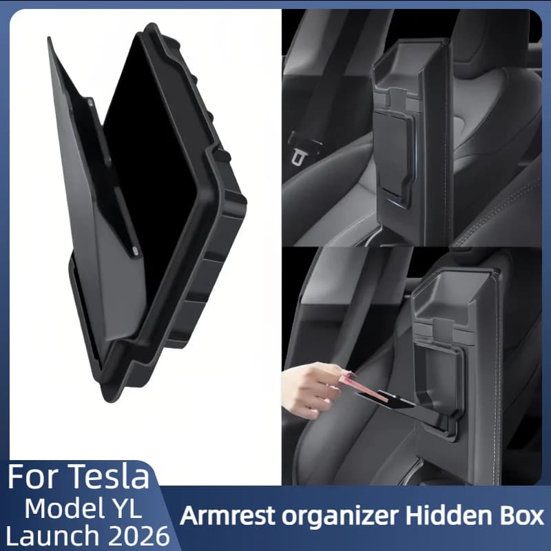3PCS For Tesla Model 3/Y/YL Magnetic Center Console Armrest Storage Box – Privacy Hidden Organizer Tray, Anti-Fly Magnetic Cover