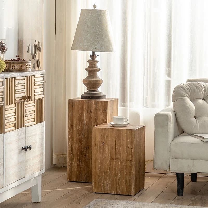 Retro living room sofa corner few solid wood square table wabi-sabi wind coffee table B & B small apartment wooden