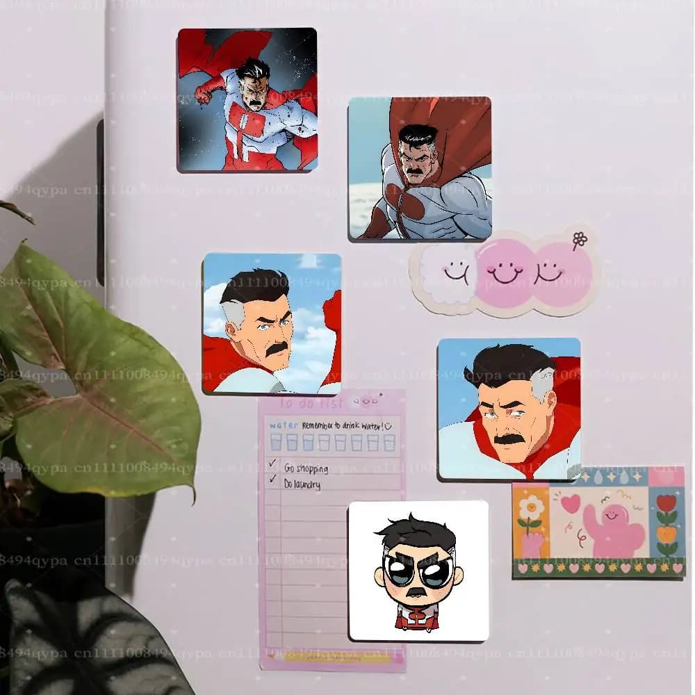 I-Invincible Omni Man Square Fridge Magnet Custom Photo Magnetic Sticker Decorative for Refrigerator Home Kitchen, Souvenir Gift