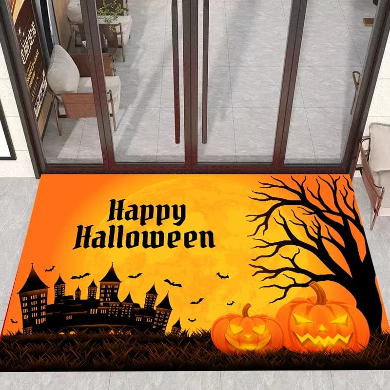 Carpet pumpkin floor mat party atmosphere crystal velvet home living room decoration