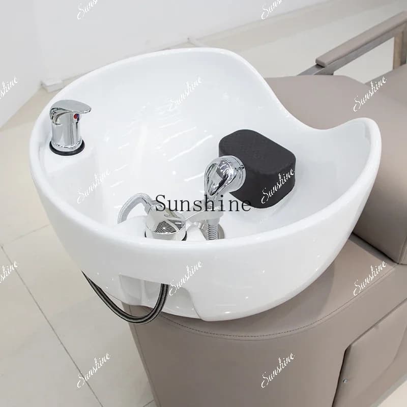 High-end barber shop shampoo bed hair salon special semi-reclining ceramic deep basin   TF