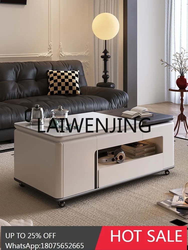 Stone Plate Living Room Coffee Table Household Advanced Movable Lifting Multifunctional Table Tea Making Integrated