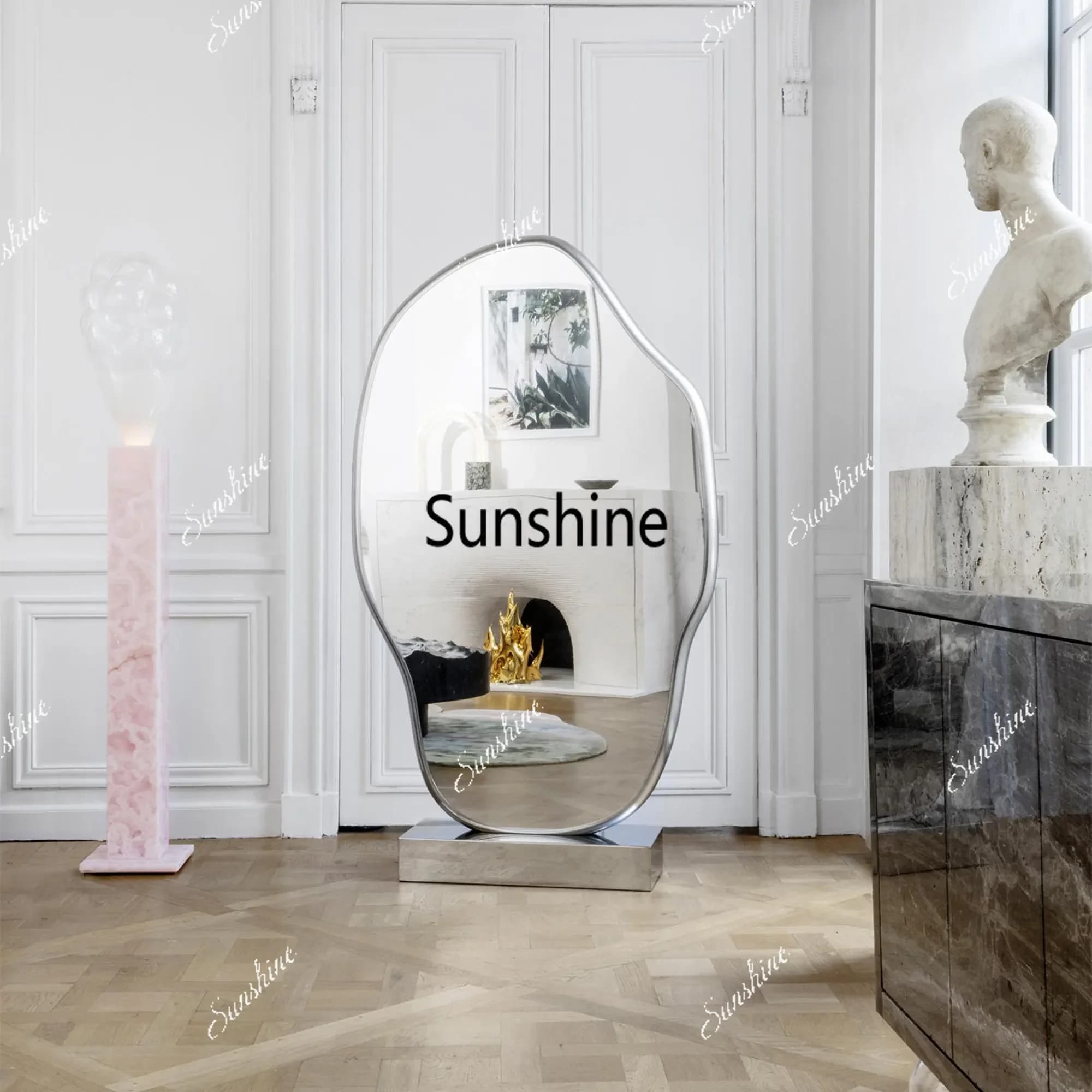 Light luxury special-shaped full-body mirror clothing store vertical floor-to-ceiling full-length mirror living room decorationT