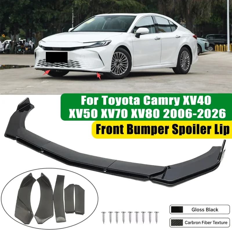 For Toyota Camry XV40 XV50 XV70 XV80 2006-2026 5Pcs ABS Car Front Bumper Lip Spoiler Splitter Body Kit Canard Tuning Accessories