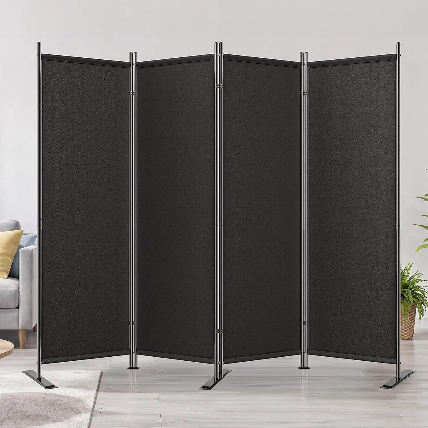 4 Panel Room Divider 6FT Tall Folding Privacy Screen,Black, Customized