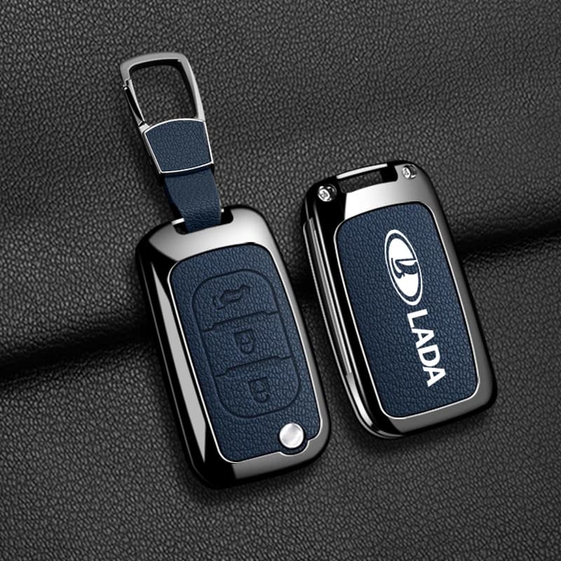 Zinc Alloy Leather Car Key Case Bag For Lada Vesta Niva Samara Kalina Largus Priora Xray Granta  Shell Decoration Accessories