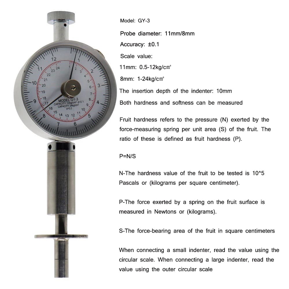 GY-3 Vegetable Maturity Analysis Tester Fruit Hardness Tester Sclerometer for Apples Pears Grapes Oranges