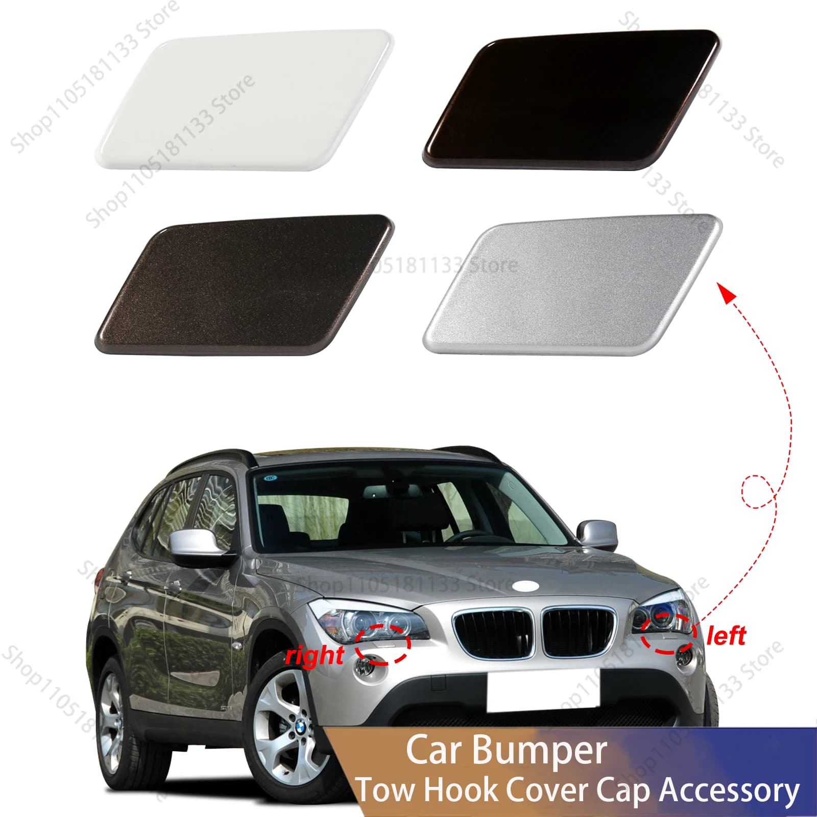 For BMW X1 E84 Headlight Washer Cover Cap Left & Right Exact Fit for 2009-2012 X1 SUV Models OEM 51112993586 & 51112993585