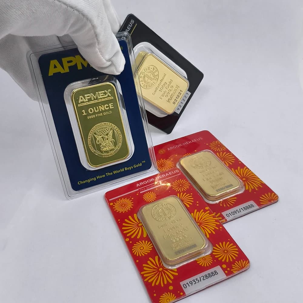 1oz/5g/10g/20g/50g/100g Sealed Packing Copper Gold Bar Non-magnetic Gold Plated Bullion Bar Different Serial Number Collection