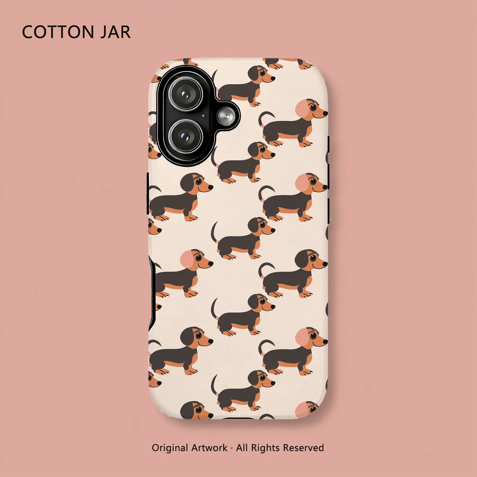 Cute Cartoon Dachshund Pattern Magnetic Phone Case For iPhone 17 16  Pro Max 15 14 13 12 Plus Double Layer Protective Cover