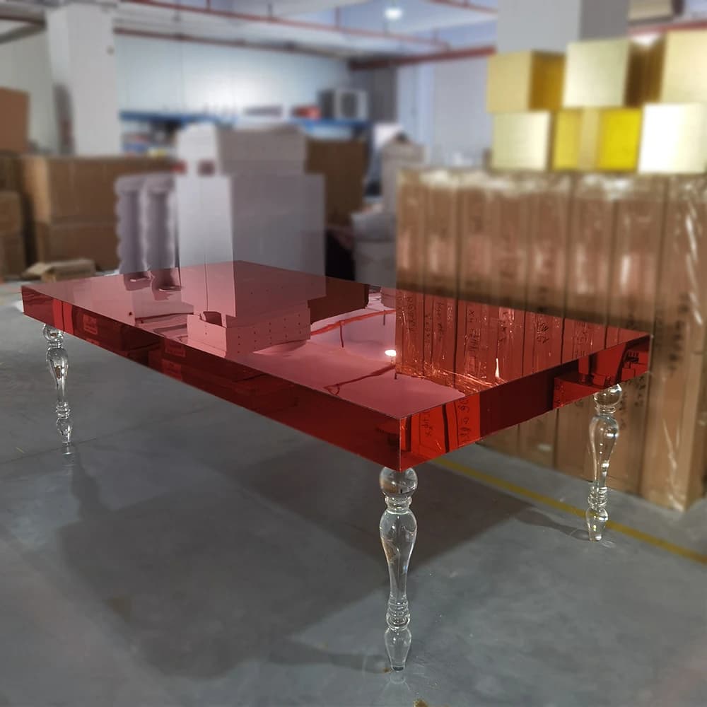 Super Amazing Acrylic Red Dinning Tables Marriage Cake Display Table For Wedding Event Party