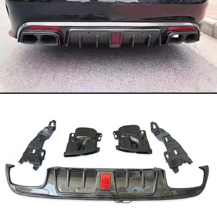 STLF Car Part Carbon Fiber B STYLE Rear Bumper Diffuser for Mercedess Benzs C Class W205 C63 Rear Diffuser Car Accessories