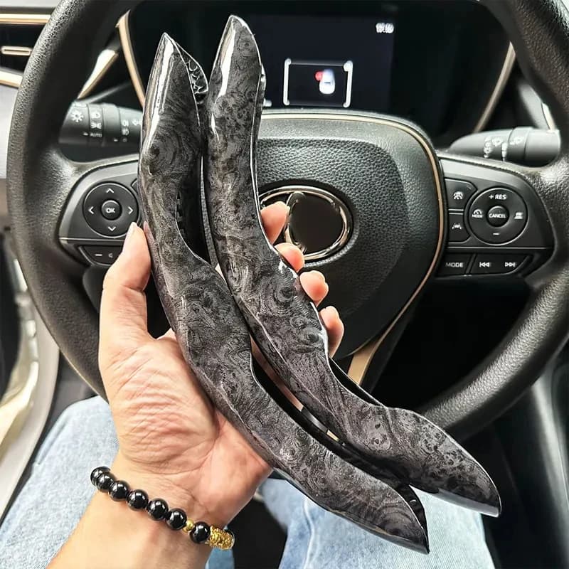 niversal Round Steering Wheel Cover 2Pcs, Warm Fur & Carbon Fiber Leather, Luxury Anti-Slip Car Accessories
