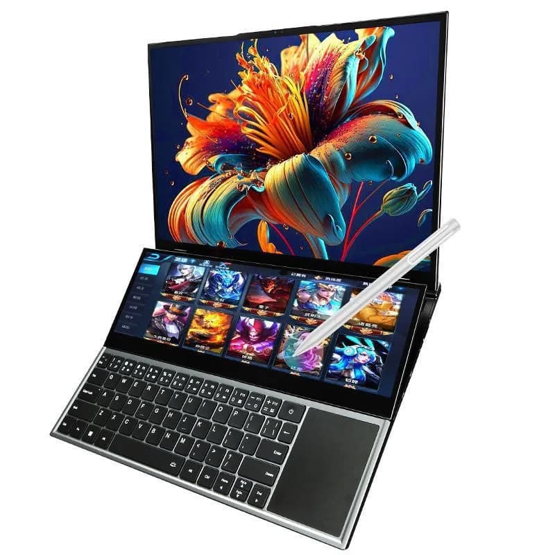 Dual screen laptop 16 + 14 inch core i9 touch screen computer game audio and video book DIY assembled laptop