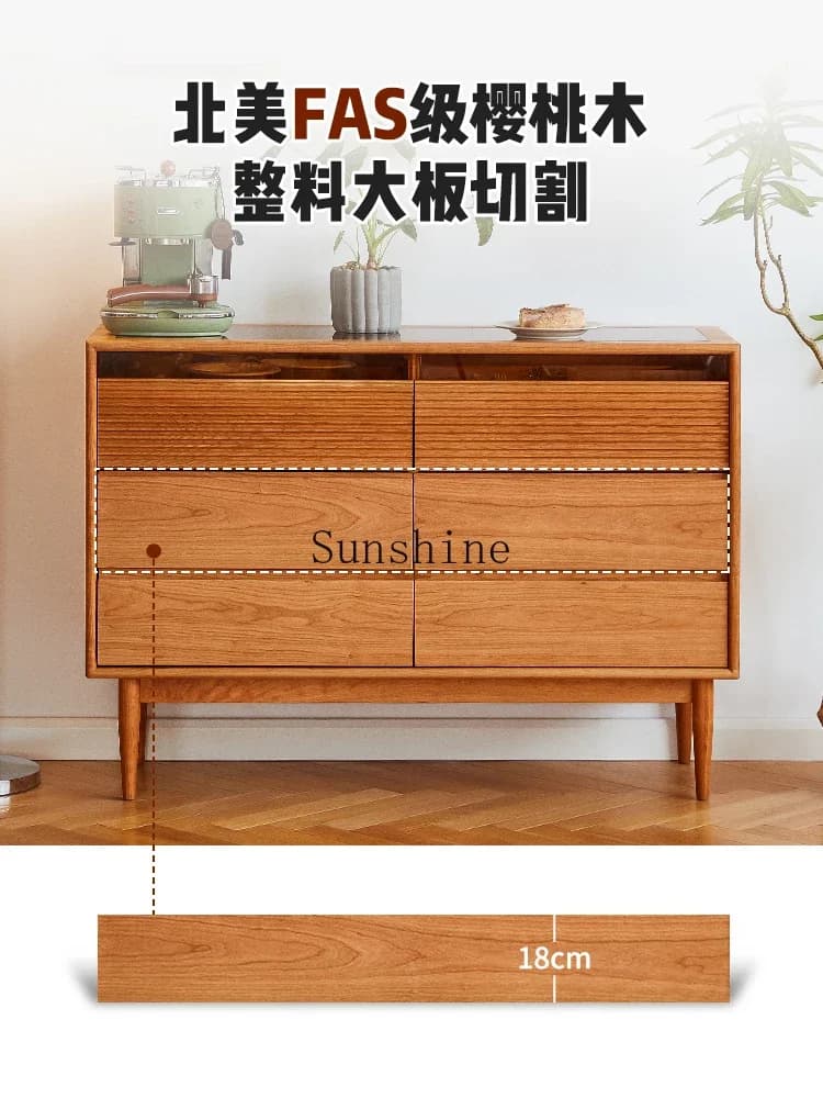 Solid wood cherry wood six-chest cabinet jewelry display bedroom bed end floor entrance  FT