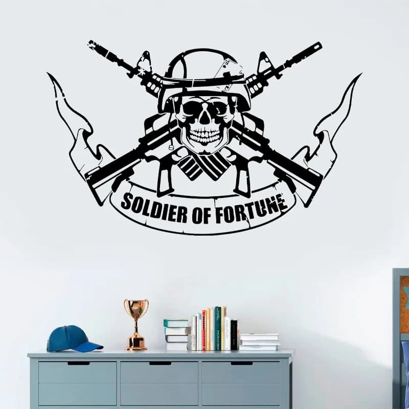 Soldier of Fortune Wall Stickers Vinyl Home Decoration for Kids Room Boys Playroom Decals Tattoo Style Self-adhesive Murals A273