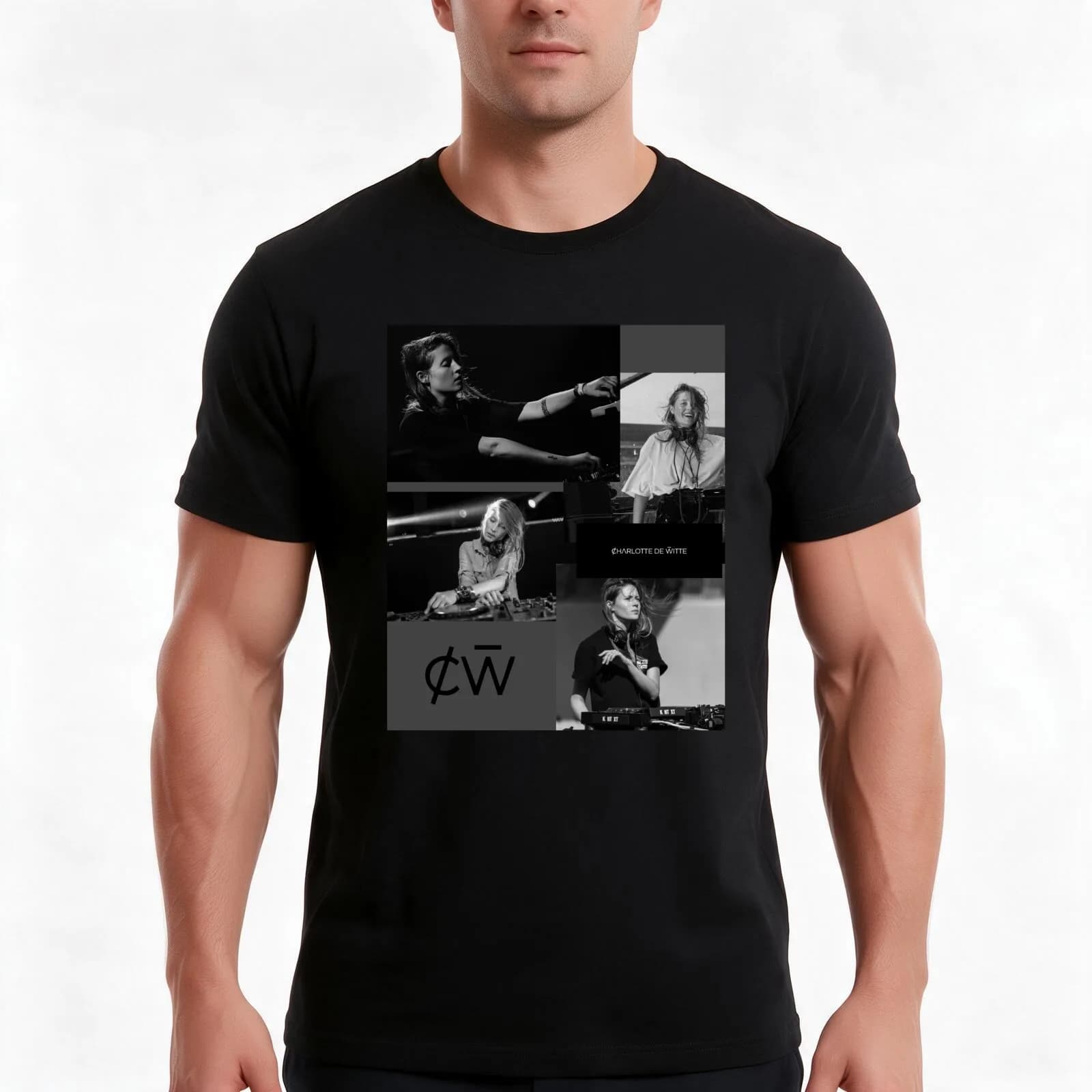Charlotte de Witte - black and white T-Shirt, Summer Casual Cotton Tee, Oversized Streetwear Tops, Vintage Graphic Print