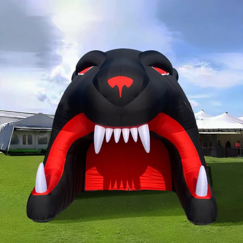 Custom Multi-Color Leopard Mascot Oxford/PVC Waterproof Durable Inflatable Football Tunnel Custom Logo for Outdoor Advertising