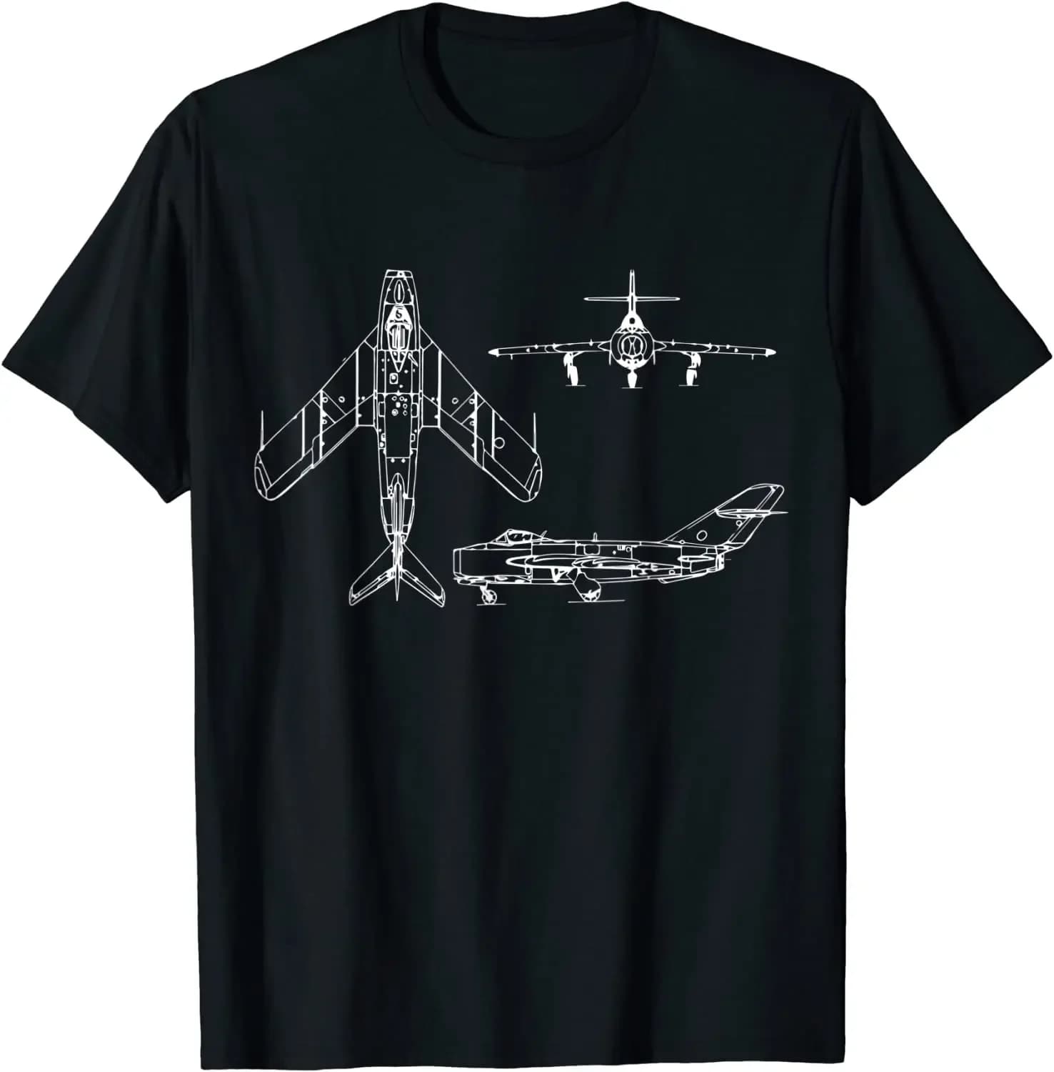 Mig-17 Soviet Plane Warbird Blueprint Schematics Diagram Men T-Shirt Short Sleeve Casual Cotton O-Neck Summer Shirts
