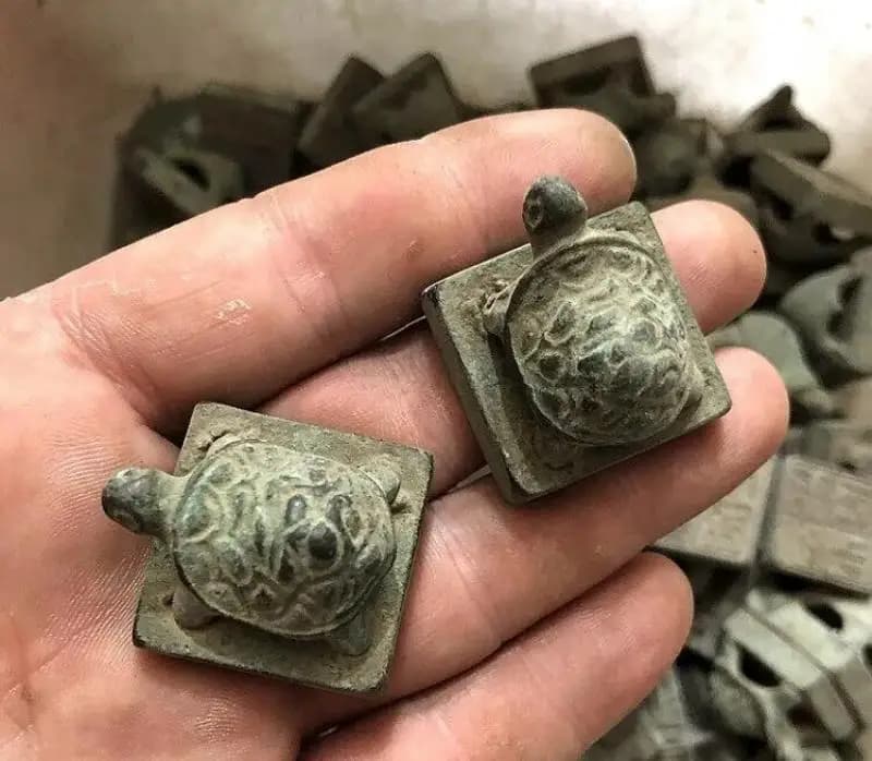 1PC Collecting Bronze Seal Statues Han Dynasty Turtle Seals Turtle Twisted Seals