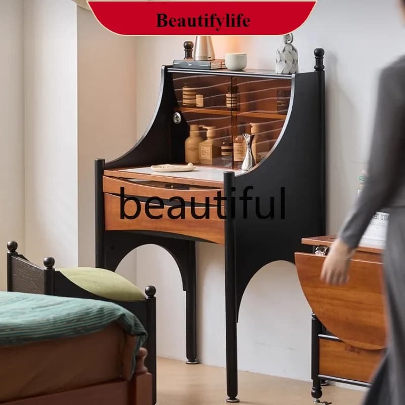 G153 French retro solid wood dresser bedroom makeup dressing cabinet high-end small medieval