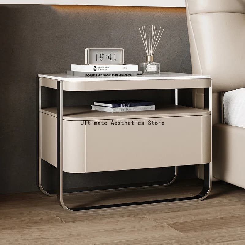 Design Elegant Nightstand Style Unique Delicacy Light Luxury Bedside Table Premium Glamour Mesitas De Noche Bedroom Furniture