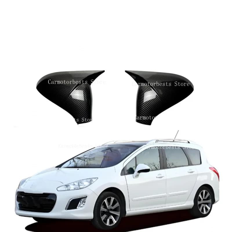 Car Side Rearview Mirror Cover Fit for Peugeot 308  207  2006-2012Mirror Exterior Door Rear View Case Trim Sticker Carbon Fiber