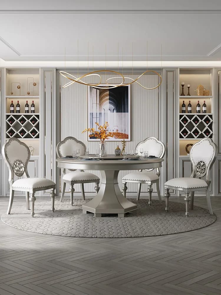 H Round household American solid wood dining table and chair combination size modern simple European style