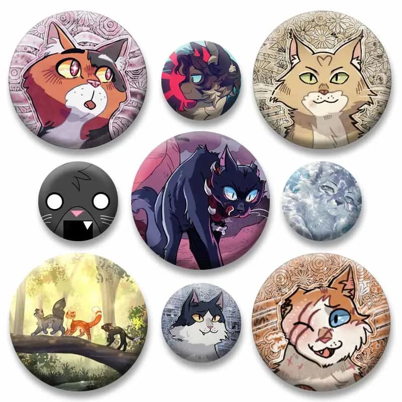 Funny A-Warrior Cats Button Pins Cartoon Round Brooch on Backpack Jacket Accessories Cosplay Jewelry Badge Button Friend Gifts