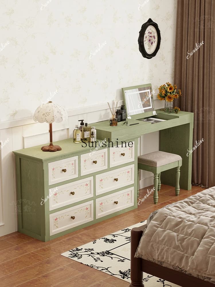 Retro aesthetic niche design solid wood chest living room sofa storage bedroom painted bed FT