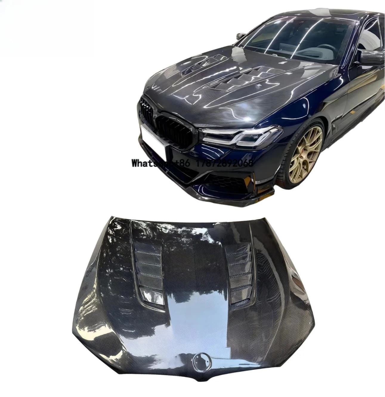 For  5 Series G30 G38 High Quality V Style High Quality Real Carbon Fiber Front Hood Bonnet Body Kit Aerodynamic Kit Upgrade