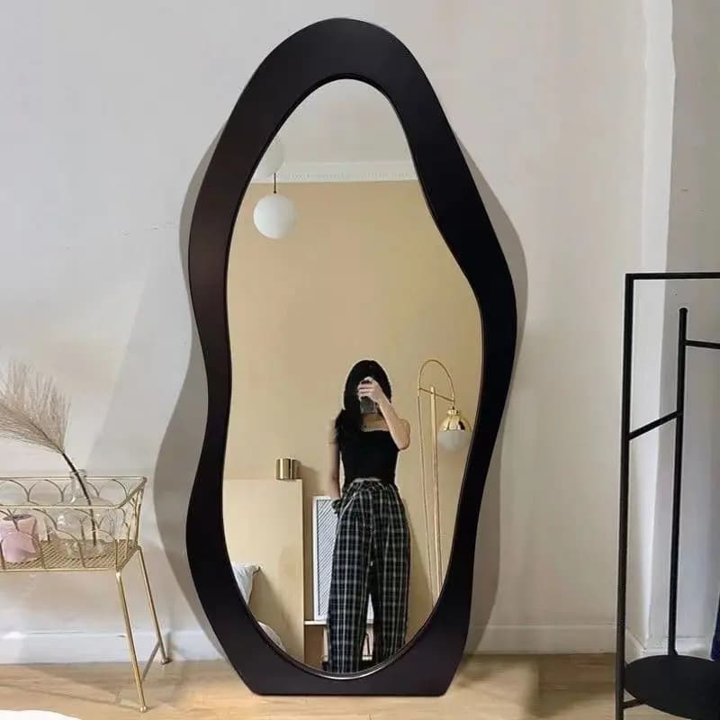 Cream mirror full-body full-length mirror, irregular fitting mirror for home floor-to-ceiling clothing stores