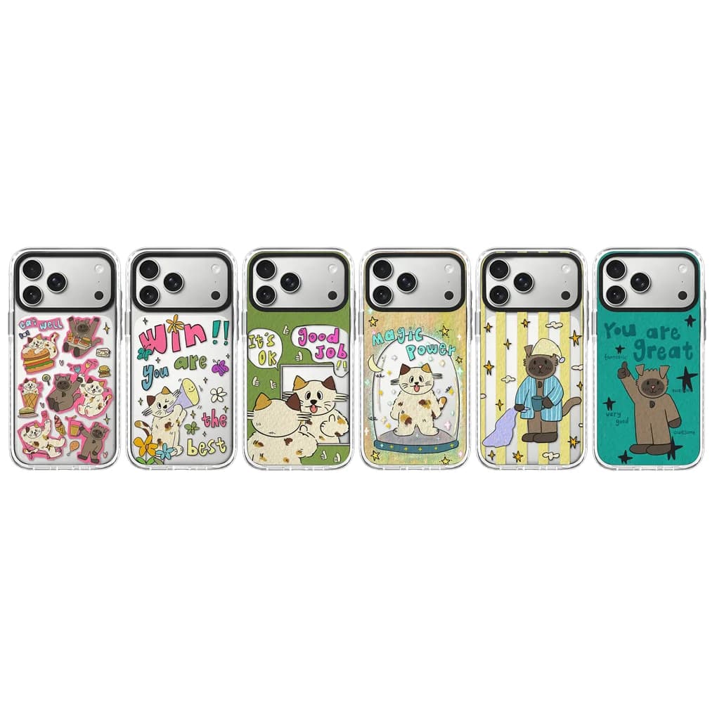 Win Cat 2.0 Acrylic White Border Phone Cover for IPhone 12 13 14 15 16 17 Pro Max Case for IPhone 17 Air