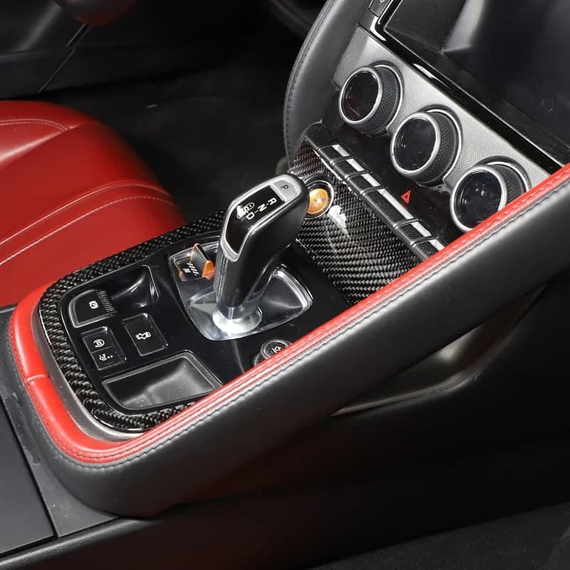 For Jaguar F-TYPE 2013-2022 Soft Carbon Fiber Car Central Control Gear Panel Frame Cover Trim Sticker Car Accessories