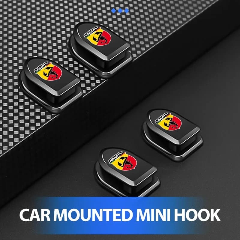 4pcs Mini Car Interior Hook Suitable for Abarth FR 500 595 695 124 Key USB Cable Small Item Storage Organizer Accessory