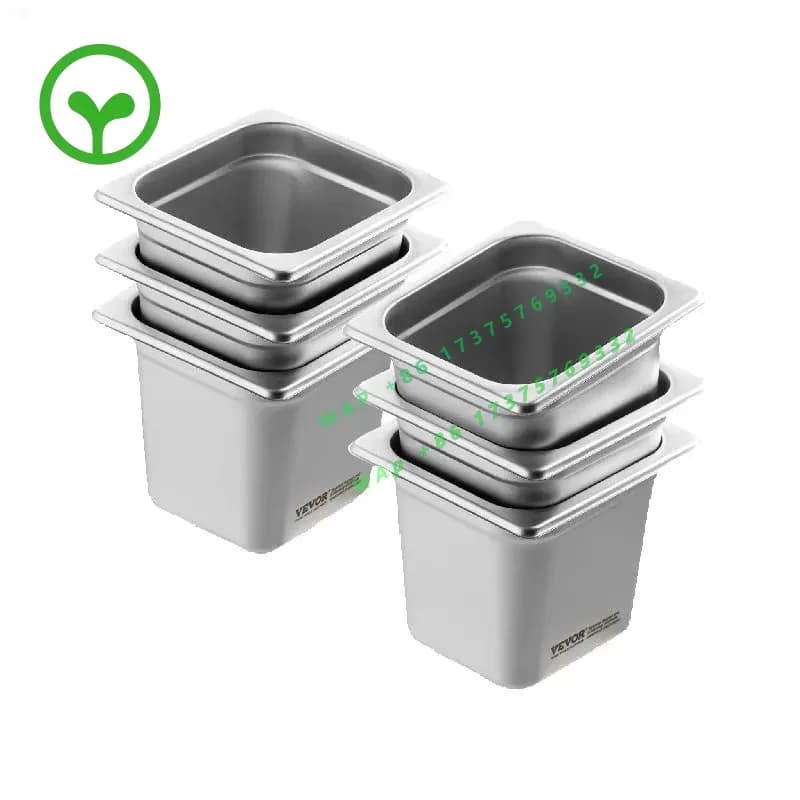 【Premium】SucceBuy 6/8Pack Hotel Pans 4/6-Inch Deep Steam T le Pans 1/6 1/3 Full Size Chafing Pan 201 Stainless Steel Catering Fo