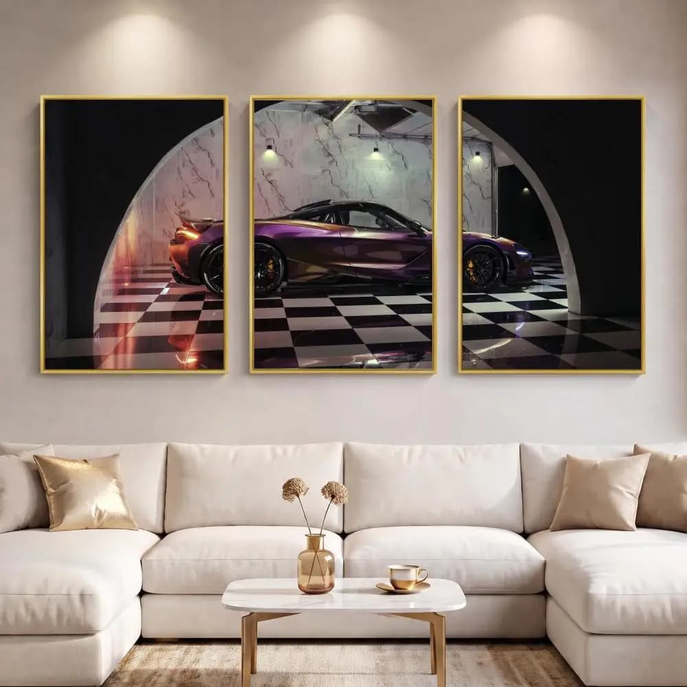 Supercar Graceful Painting Calligraphy 3 PCS Canvas Wall Art Prints for Living Room Decor Modern Fashion Wall Decals