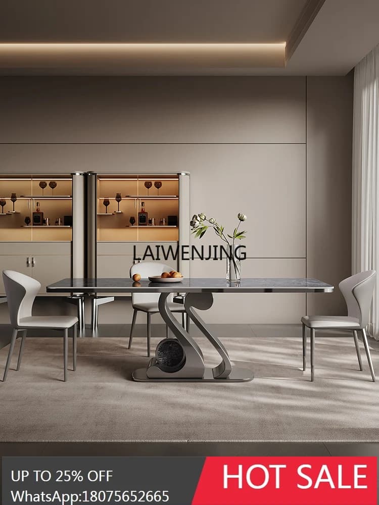 MJY rock slab Italian minimalist household rectangular new simple light luxury table and chair combination