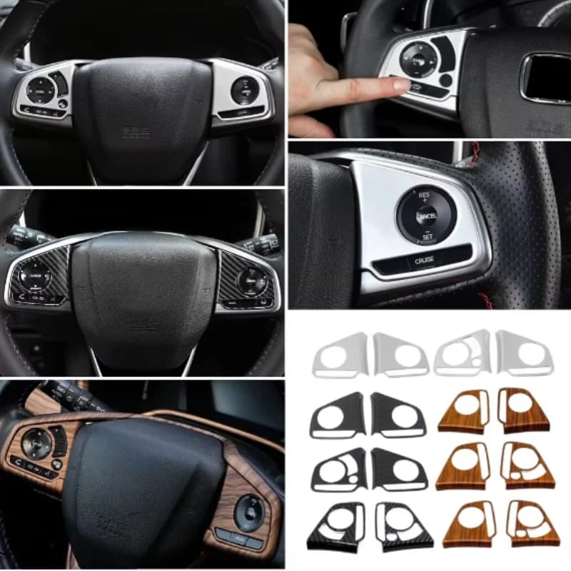 For Honda CRV CR-V 2017 2018 2019 2020 Steering Wheel Functional Button Panel Trim Cover ABS Chrome Car Sticker Accessories