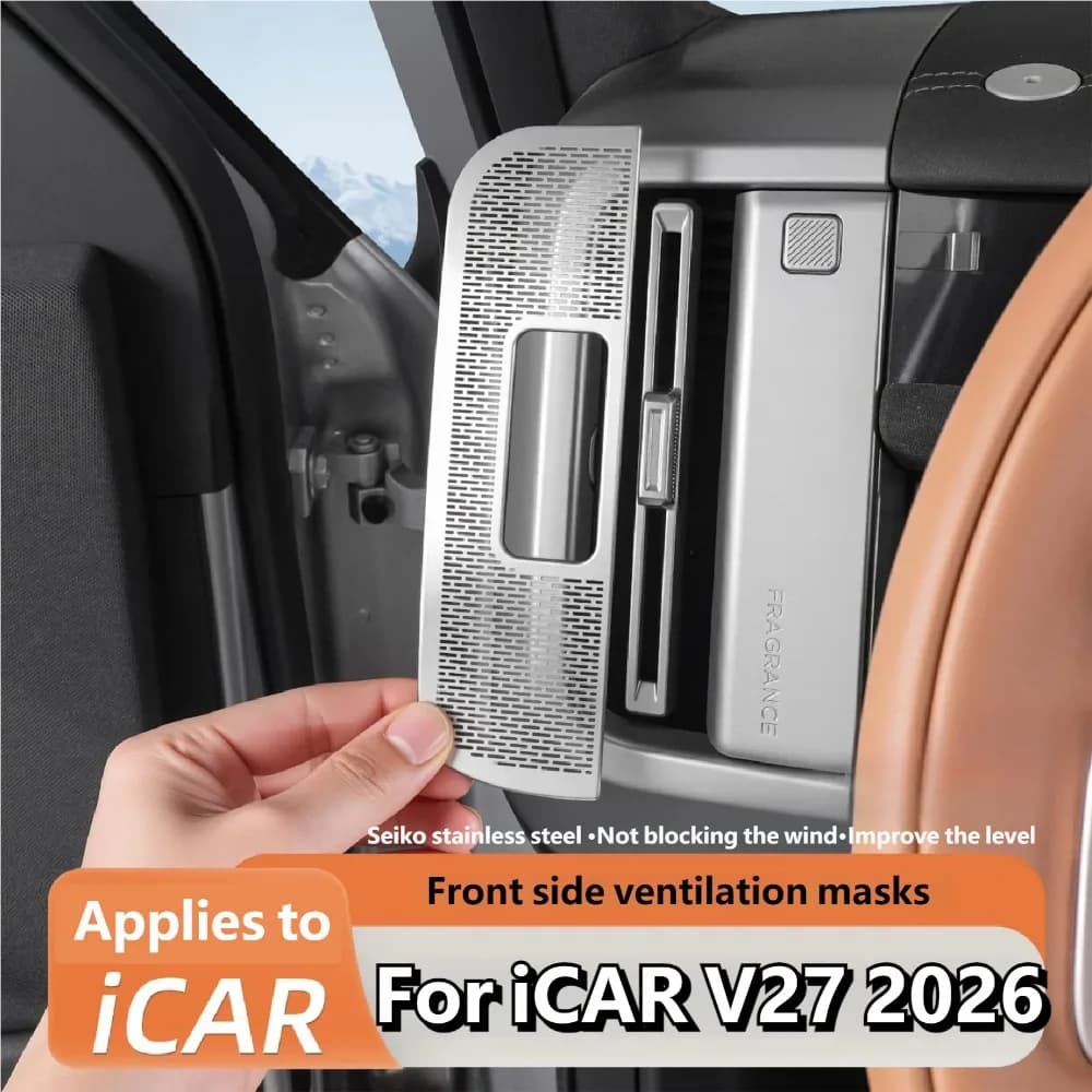For Chery iCAR V27 2026+ Stainless Steel Central Control Air Outlet Cover Side Air Vent Dustproof Protective Trim Interior Cover