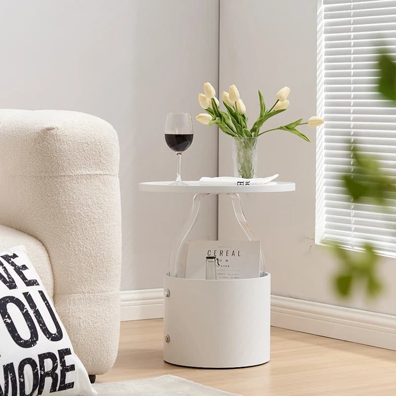 Household suspended small coffee table simple round table modern light luxury mobile tea table