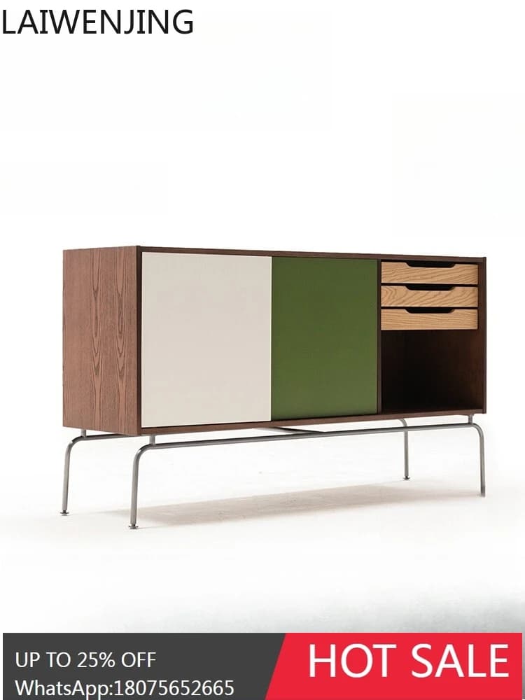 French retro side  storage wall integrated living room cabinet