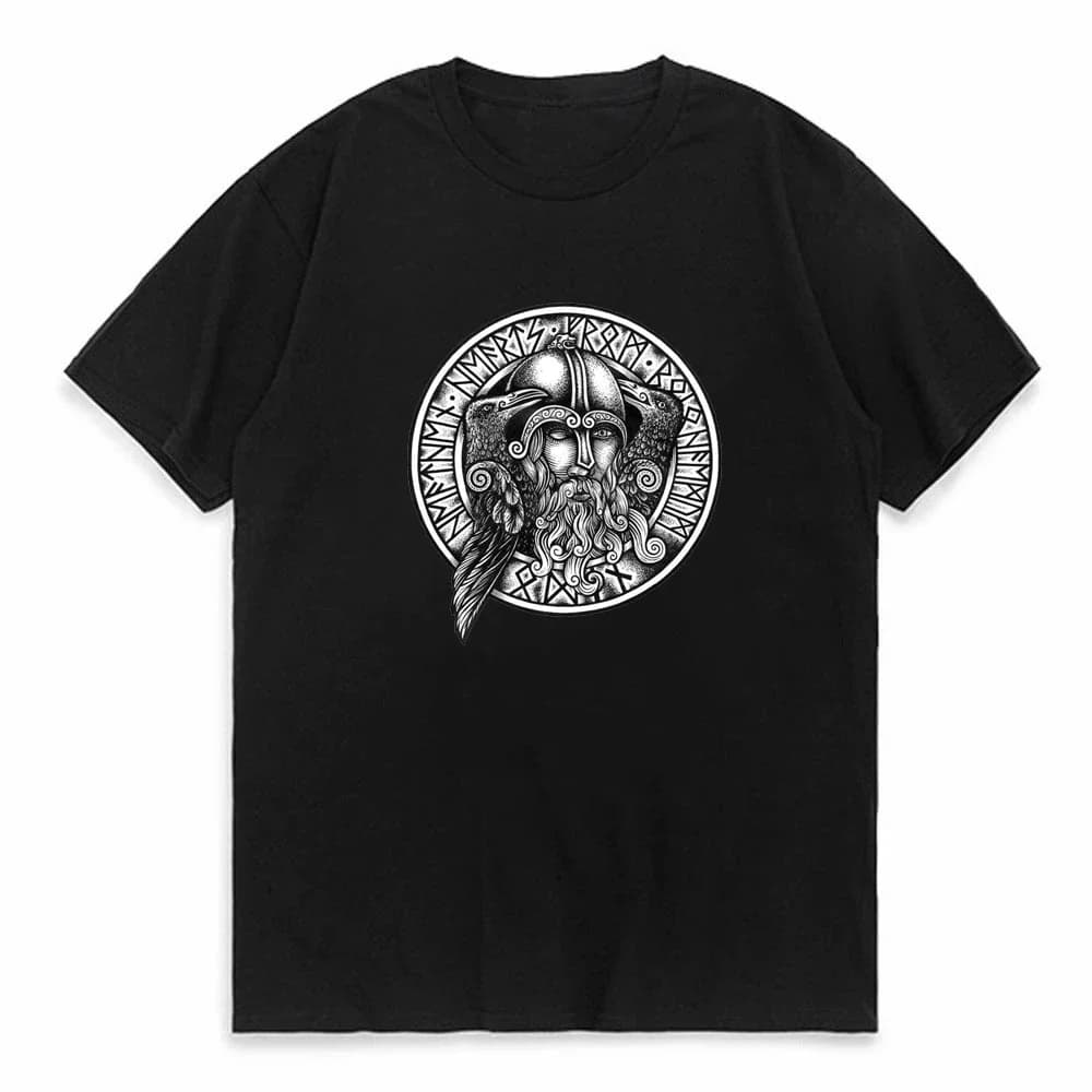 Summer viking Print T shirt Men Short Sleeve Viking legend T-Shirt Retro Classic Tee Shirt Valhalla Odin Tops Mens Cotton Tshirt